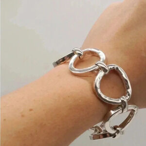 Designer Silpada Hammered Sterling Silver Toggle  Bracelet